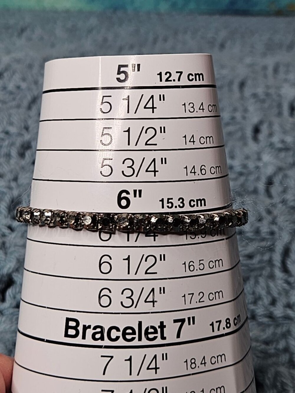 Vintage Grey Rhinestone Stretchy Bracelet 6 inches Unstretched Metal Wear